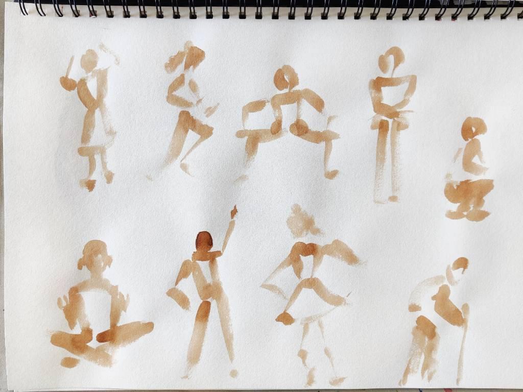 Une page de silhouettes gesticulantes dans tous les sens