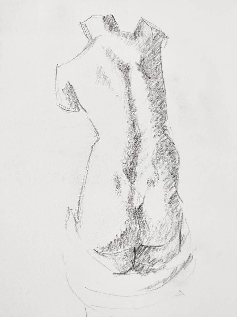 Croquis d'un buste de femme de dos (sculpture)