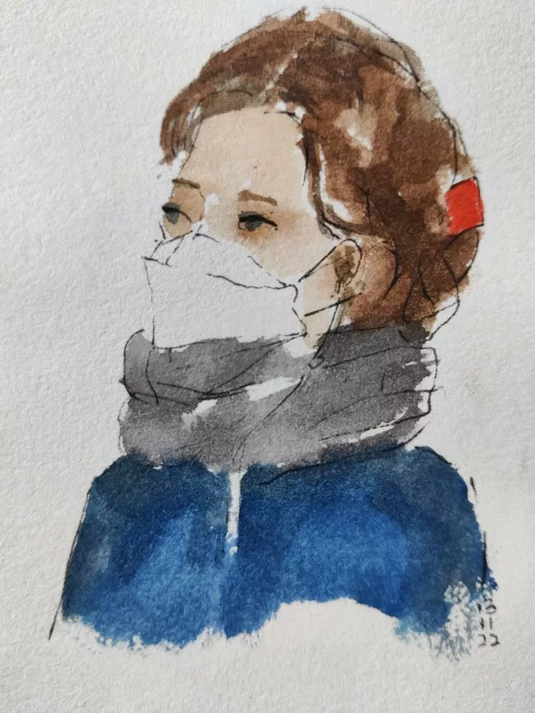 Croquis | une femme dans le RER