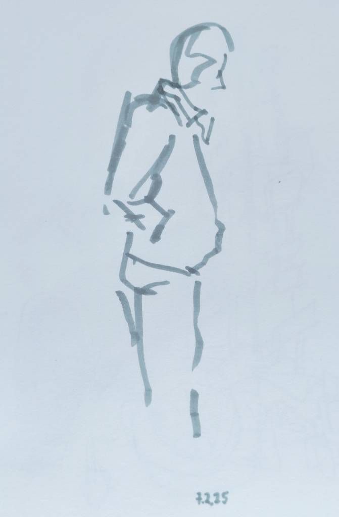 Une silhouette très épurée au feutre gris épais