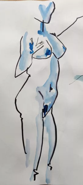 Femme à l’aquarelle bleue – Clémence