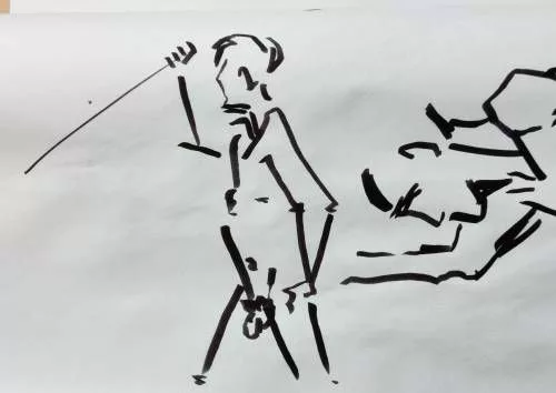 Homme brandissant un bâton – Christian
