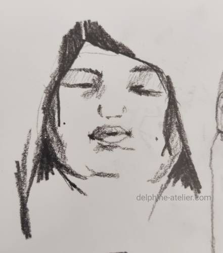 Croquis d'un visage en gros plan - delphine-atelier.com