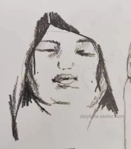 Croquis d'un visage en gros plan - delphine-atelier.com
