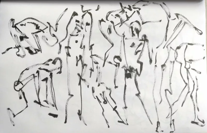 Planche en mouvement et au feutre pinceau – Gerome