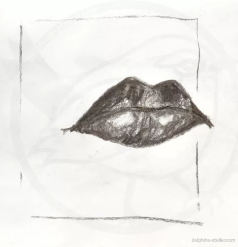 Dessin d'une bouche en gros plan avec juste un cadre autour (la bouche dépasse un peu d'un côté)