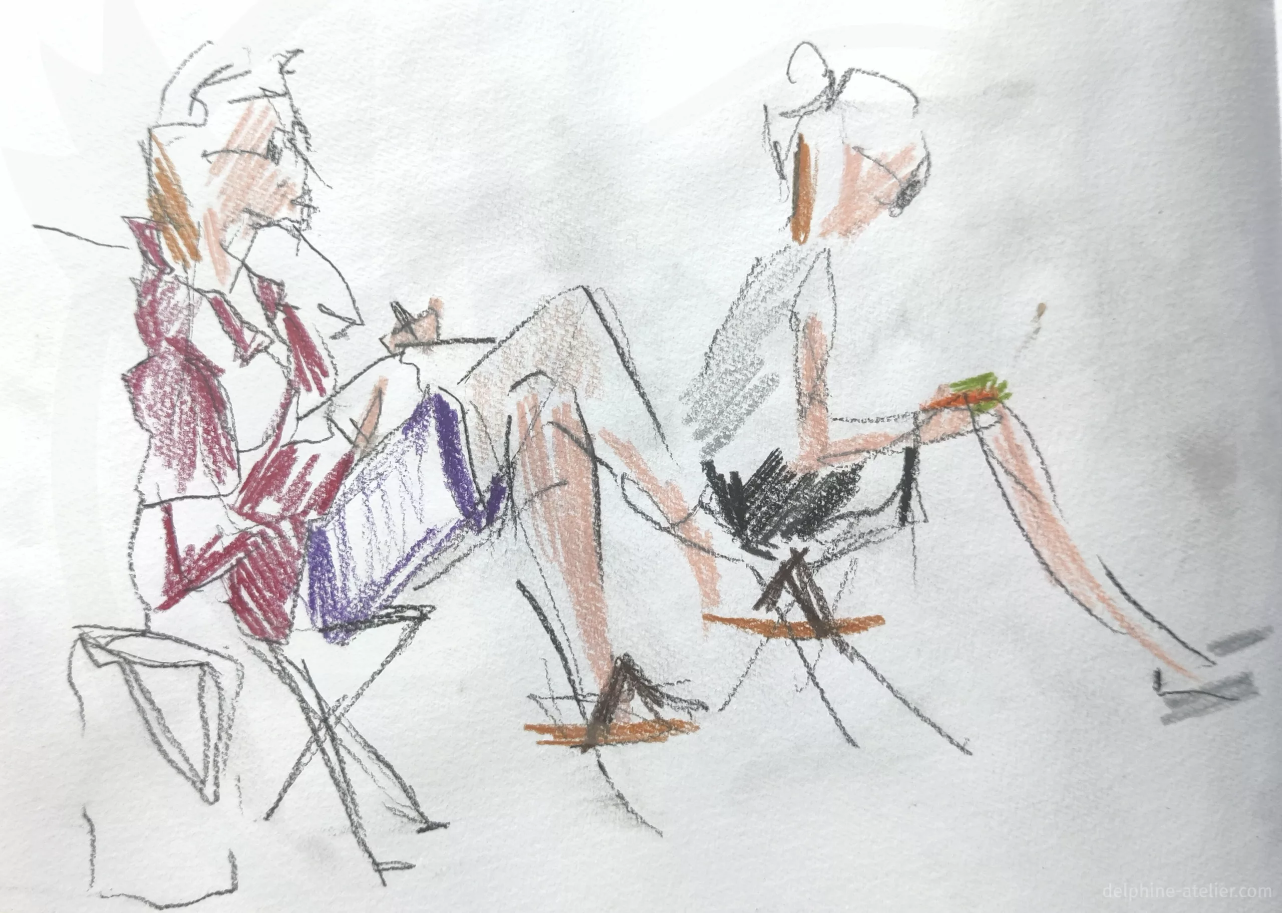 Deux dessinatrices de croquis sur le vif