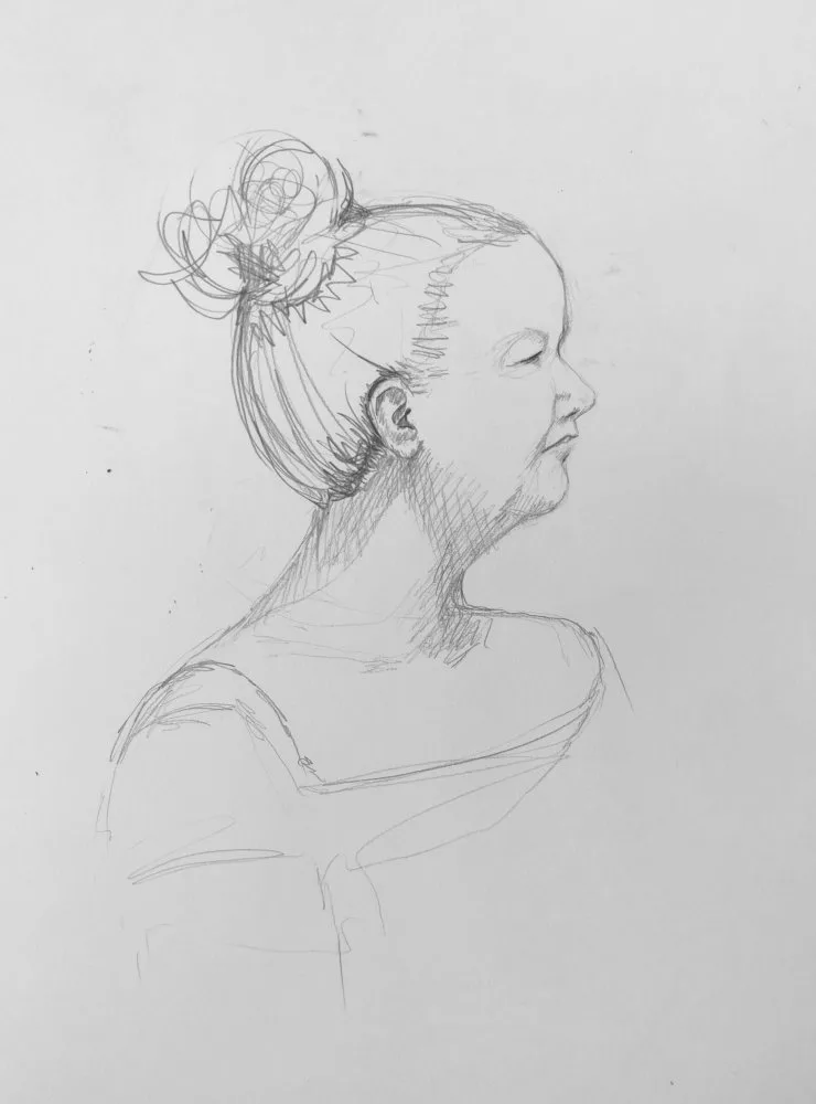Portrait au crayon de profil