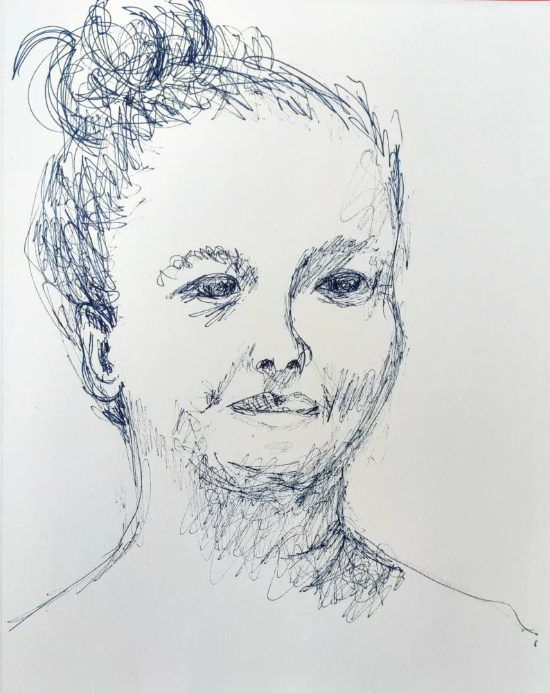 Portrait au stylo quasiment de face
