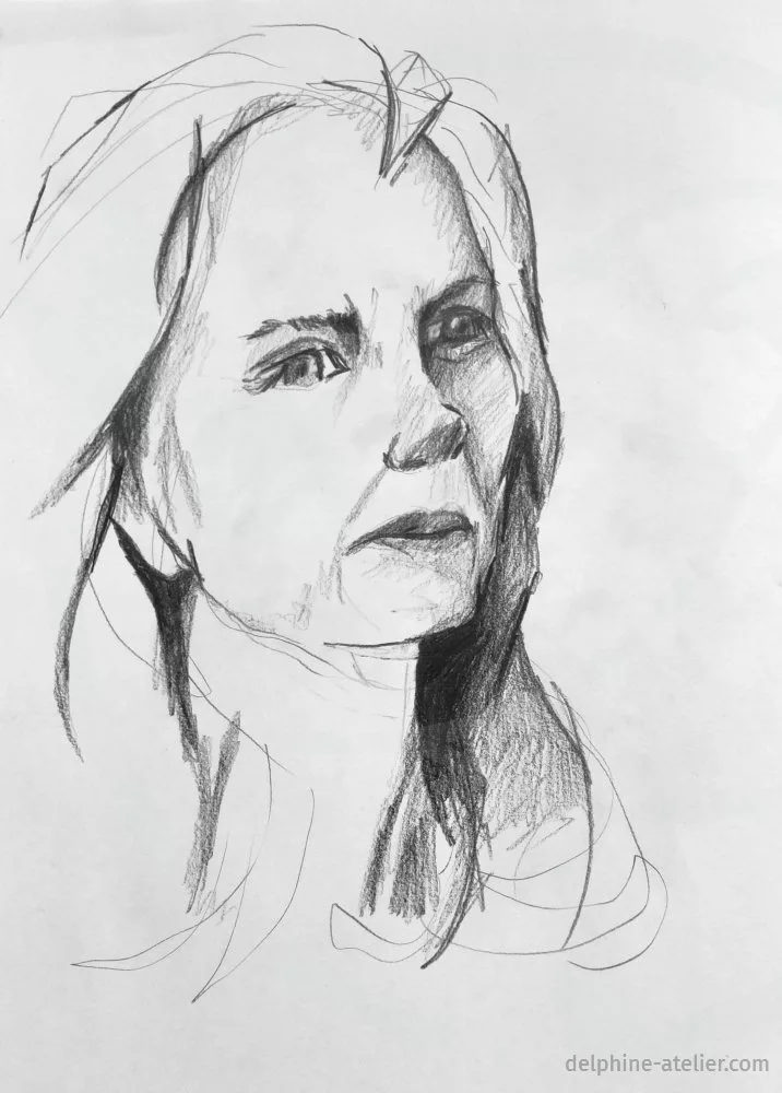 Portrait au crayon d'une femme