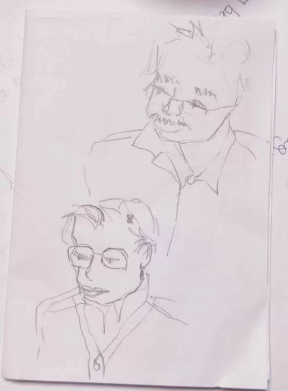 Croquis au crayon d'un homme et d'une femme