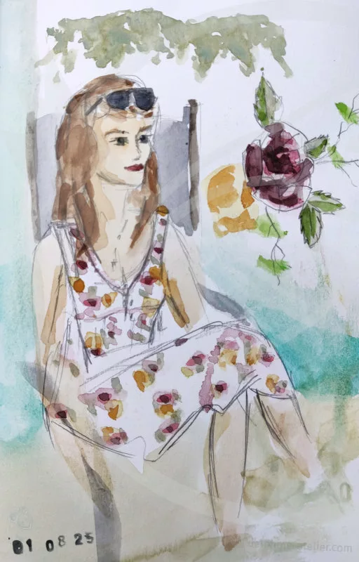 Jeune fille en robe à fleurs