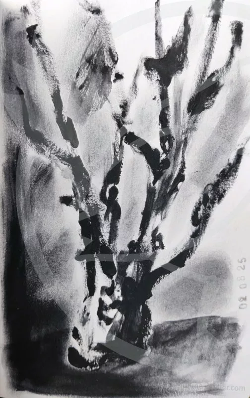 Croquis grossier d'un arbre noir