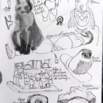 "Champollion et l'égyptologie" et des croquis d'éléments exposés