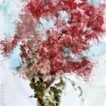 Un arbre rouge à l'aquarelle