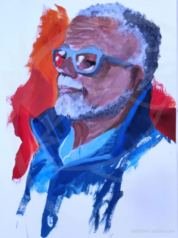 Un portrait à la gouache d'un homme d'âge mûr de trois-quart