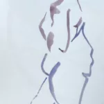 Croquis en quelques traits au pinceau d'une femme debout