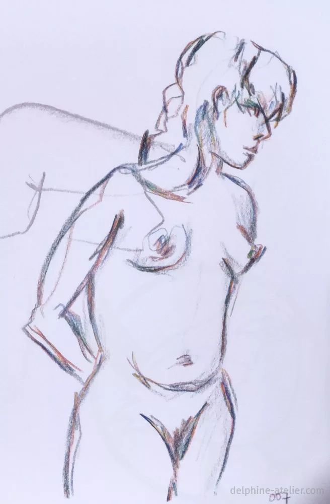 Croquis d'une femme nue debout