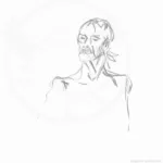 Croquis au crayon du buste d'un homme âgé