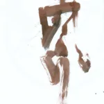 Croquis fait de quelques traces de pinceau représentant un homme debout en mouvement