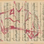 Dessin à la gouache d'un guitariste sur papier de partition