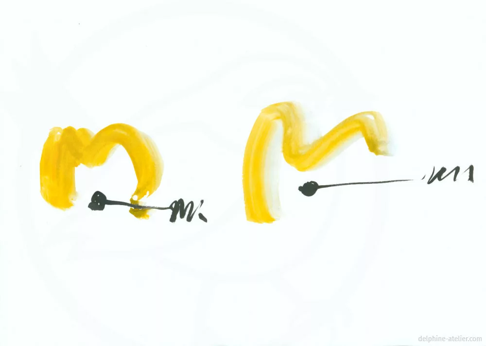 Dessin minimaliste dans lequel on peut deviner deux guitares