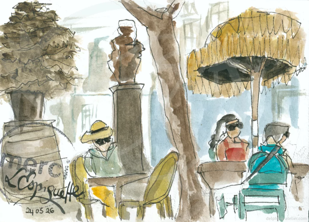 Croquis d'une terrasse de café
